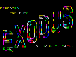 Exodus (ZX Spectrum) screenshot: The flashy title screen looks a bit of a mess when you take a screen capture.
