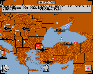 Computer Diplomacy (Amiga) screenshot: Proposing an alliance with Turkey