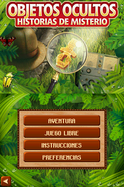 Mystery Stories: Island of Hope (Nintendo DS) screenshot: Objetos Ocultos: Historias de Misterio title screen