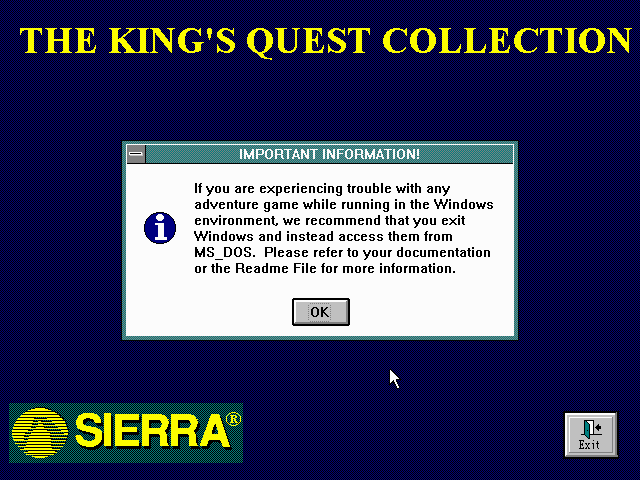 King's Quest: Collector's Edition (Windows 3.x) screenshot: Initial installation of the collection