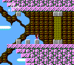 Miracle Ropit's Adventure in 2100 (NES) screenshot: Opening the door to the exit requires a secret combination of actions