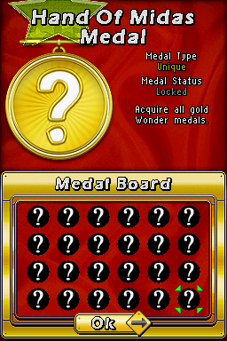 Puzzle City (Nintendo DS) screenshot: Medal Board - Hand Of Midas