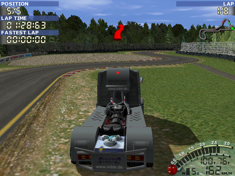 Mercedes-Benz Truck Racing (Windows) screenshot: Trying to cut the chicane