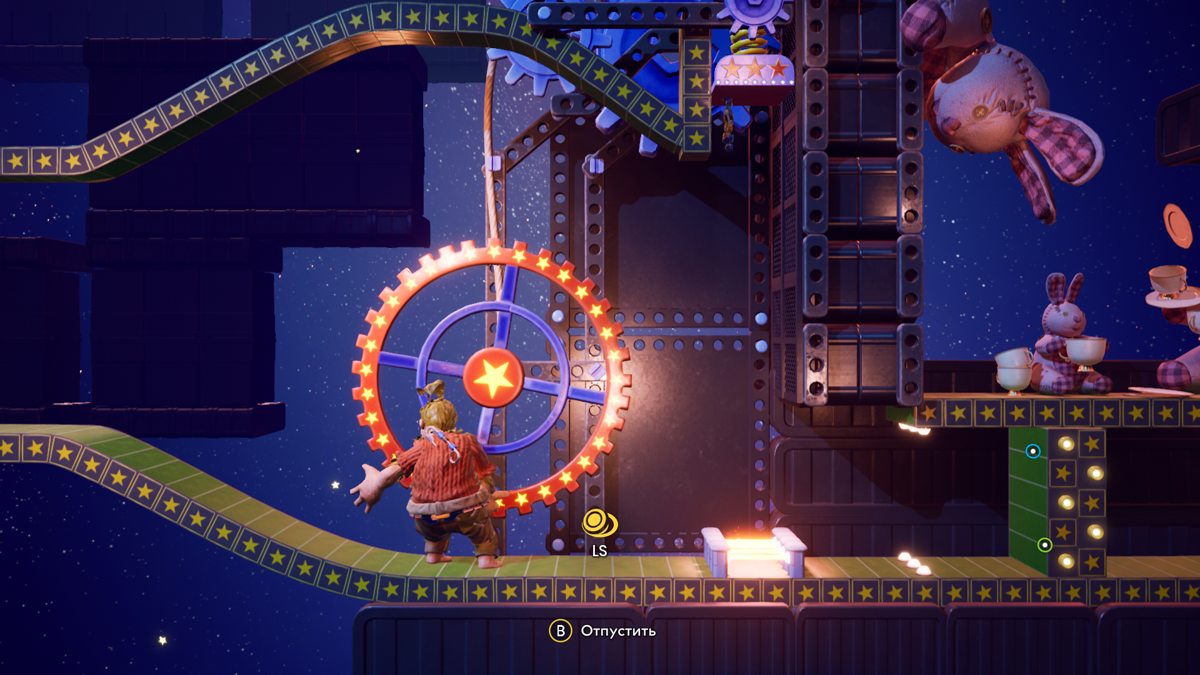 It Takes Two (Windows) screenshot: Cody is big and May is upside down. Solving puzzles together
