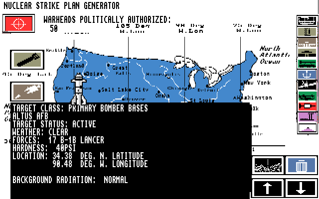 Bravo Romeo Delta (Amiga) screenshot: Nuclear Strike Plan Generator