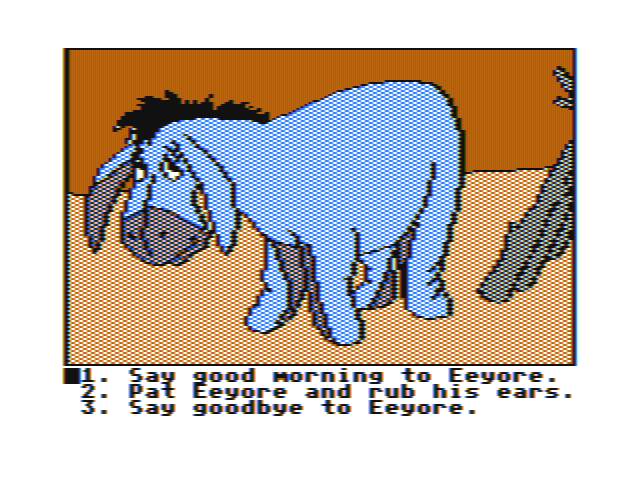 Winnie the Pooh in the Hundred Acre Wood (TRS-80 CoCo) screenshot: Eeyore