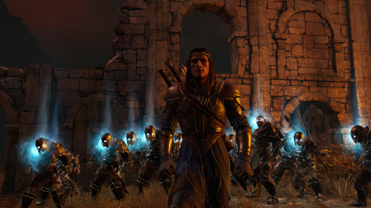 Middle-earth: Shadow of Mordor - The Bright Lord (Windows) screenshot: Celebrimbor's army of branded orcs