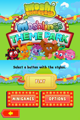 Moshi Monsters: Moshlings Theme Park (Nintendo DS) screenshot: Main Menu