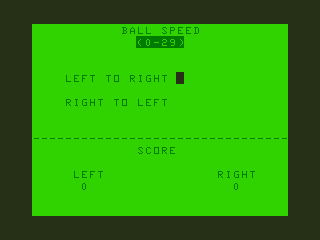 BrikPong (TRS-80 CoCo) screenshot: Game Setup