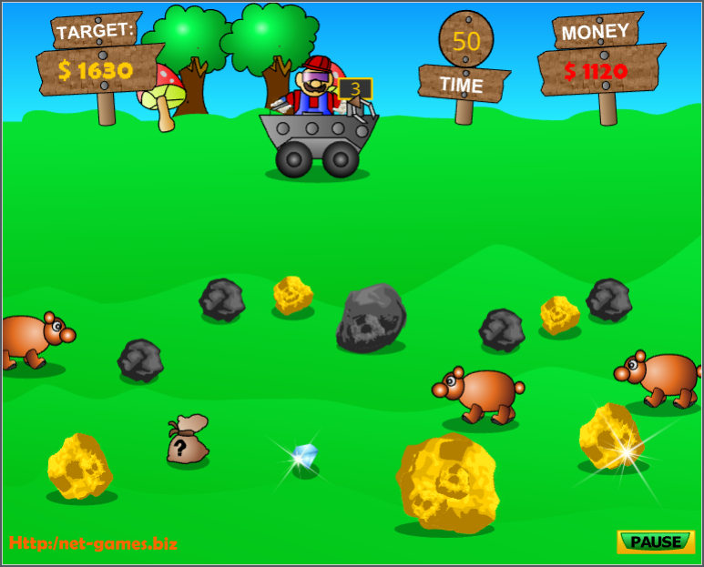 Super Miner (Browser) screenshot: Start level 3