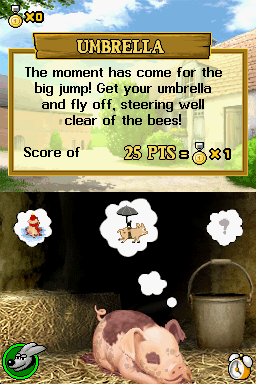 Crazy Pig (Nintendo DS) screenshot: Umbrella game