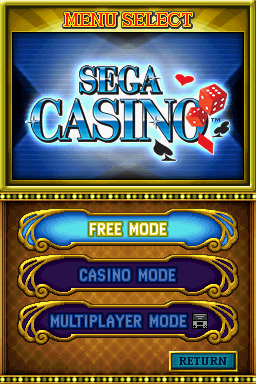 Sega Casino (Nintendo DS) screenshot: Menu Select