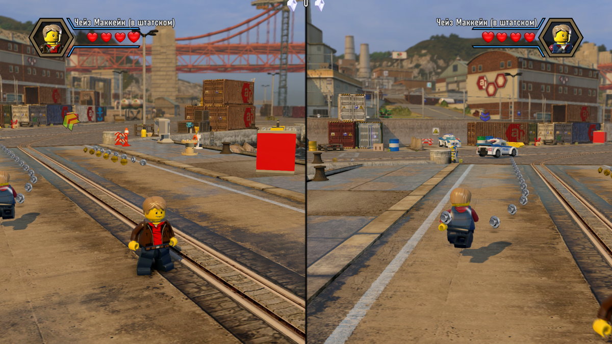 LEGO City: Undercover (Windows) screenshot: As usual for LEGO games, 2-player co-op is fully supported