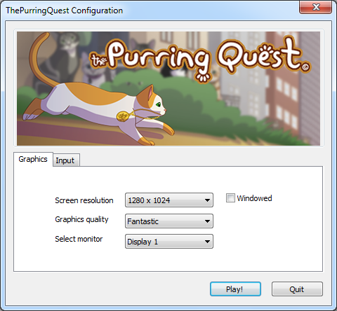 The Purring Quest (Windows) screenshot: Configuration