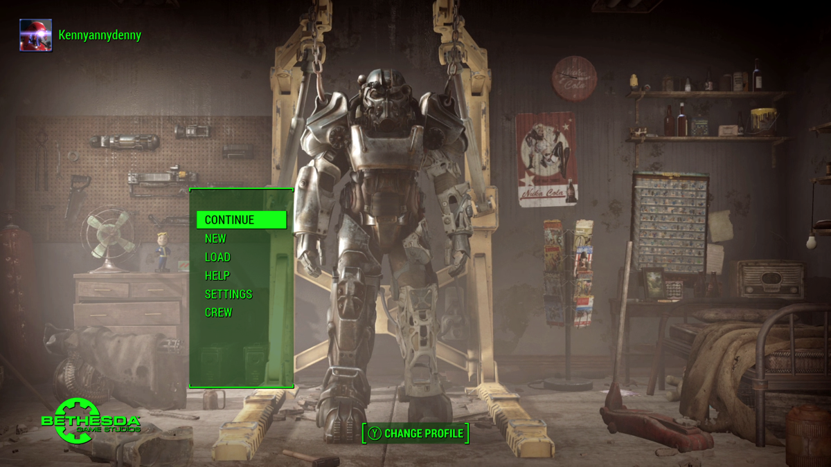 Fallout 4 (Xbox One) screenshot: The main menu