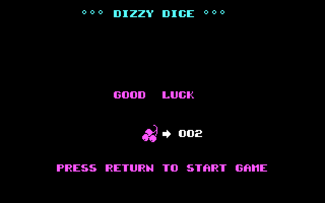 Dizzy Dice (DOS) screenshot: Ready to Game (CGA)
