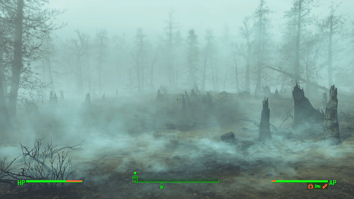 Fallout 4: Far Harbor (Xbox One) screenshot: Almost the whole island is covered in radioactive fog.