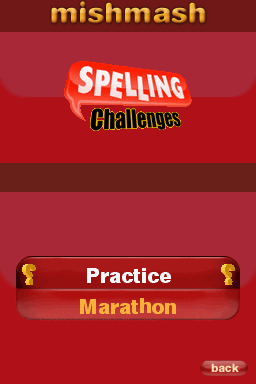 Spelling Challenges and more! (Nintendo DS) screenshot: Mishmash - Practice or Marathon