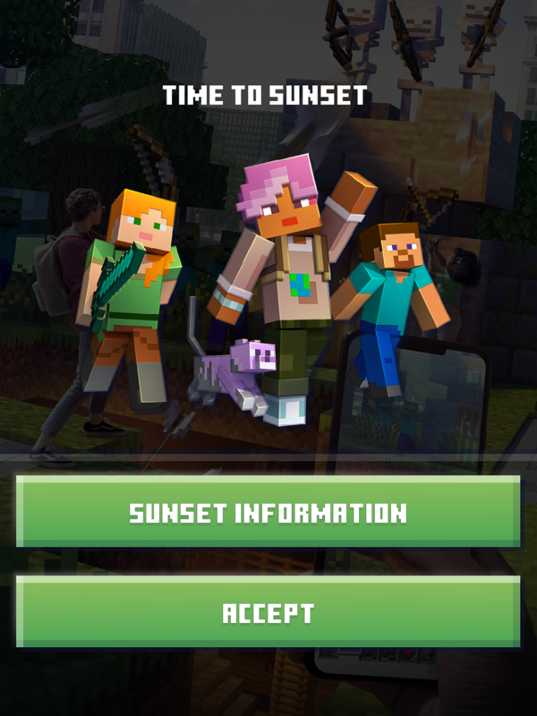 Minecraft Earth (iPad) screenshot: Time to sunset...