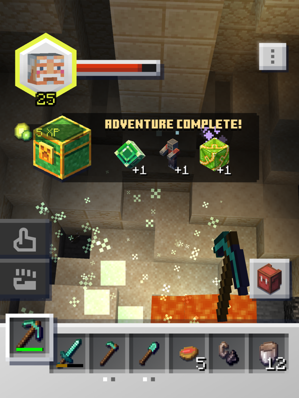 Minecraft Earth (iPad) screenshot: Just completed my very last adventure.