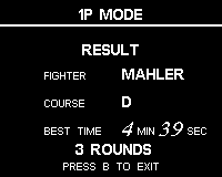 Fighters Megamix (Game.Com) screenshot: 1P Mode results