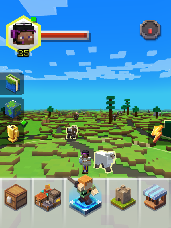 Minecraft Earth (iPad) screenshot: Let's collect some mobs!