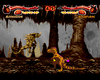 Primal Rage (Amiga) screenshot: Armadon occupies some sort of a cave system.