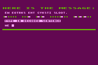 Code Breaker (Atari 8-bit) screenshot: Starting the Unscrambling