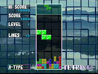 Tetris 64 (Nintendo 64) screenshot: Giga Tetris sometimes drops bigger pieces