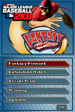 Major League Baseball 2K8: Fantasy All-Stars (Nintendo DS) screenshot: Title Screen & Main Menu