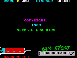 Sam Stoat: Safebreaker (ZX Spectrum) screenshot: Title screen.