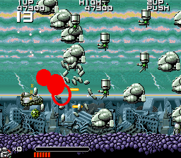 Bio-Ship Paladin (Arcade) screenshot: Using a power-up.