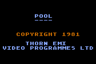 Pool (Atari 8-bit) screenshot: Title Screen