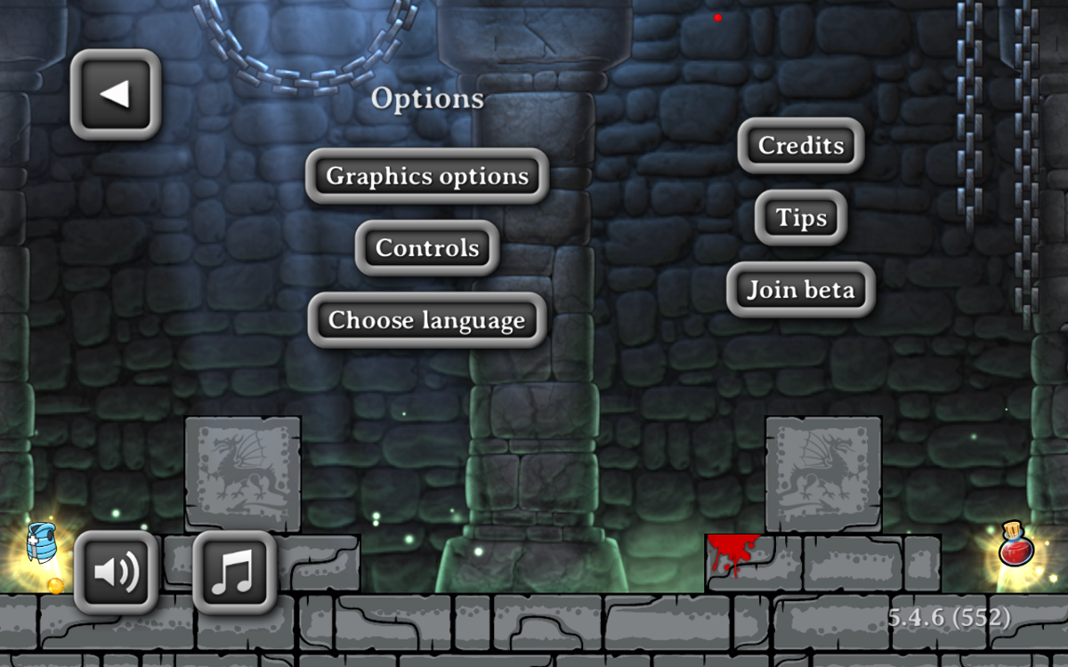 Magic Rampage (Android) screenshot: Options