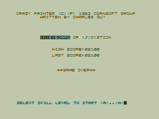 Crazy Painter (TRS-80 CoCo) screenshot: Final Score
