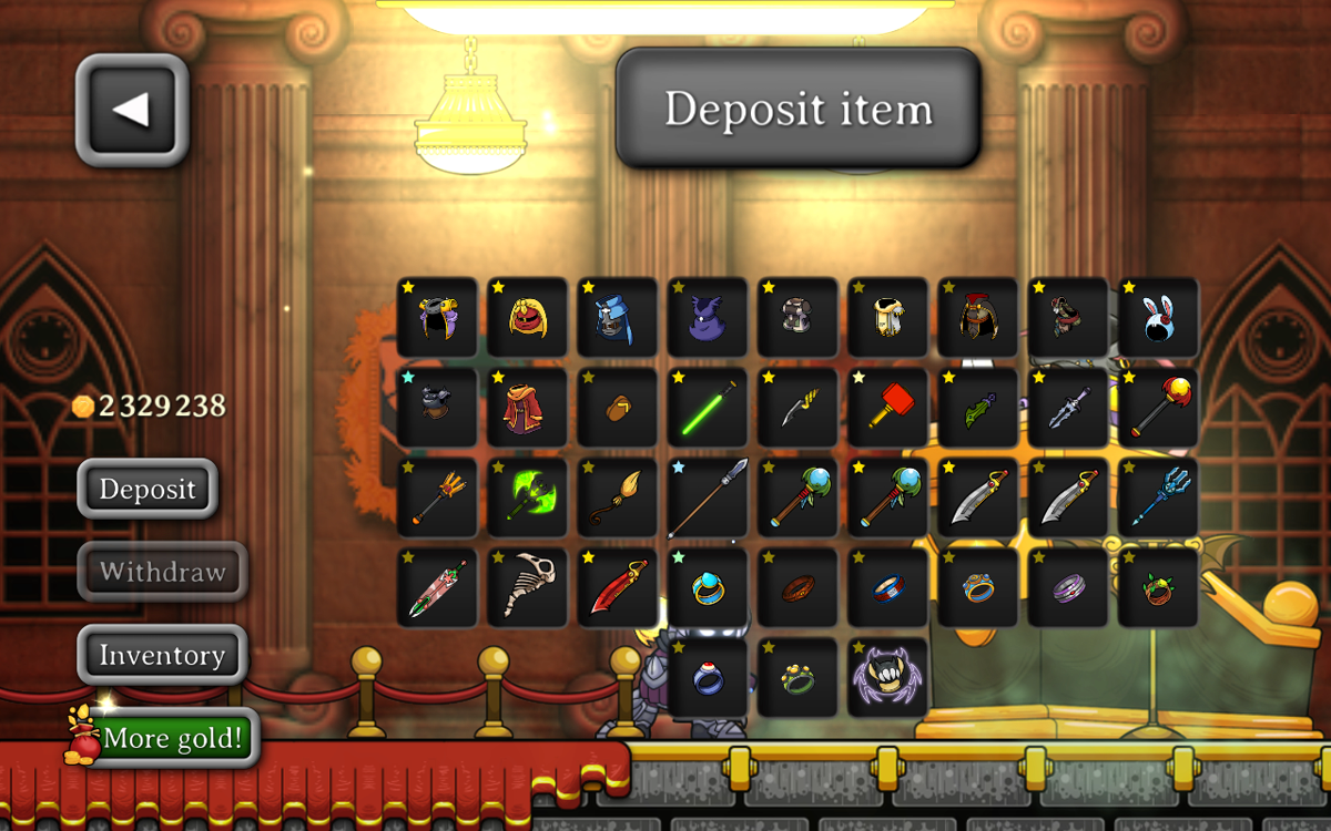 Magic Rampage (Android) screenshot: Bank (depositing item)