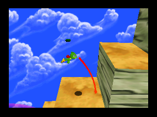 Chameleon Twist 2 (Nintendo 64) screenshot: Tongue stands let you reach higher platforms