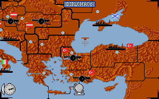 Computer Diplomacy (Atari ST) screenshot: Lower right corner of the map