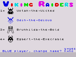 Viking Raiders (ZX Spectrum) screenshot: Setting up the players.