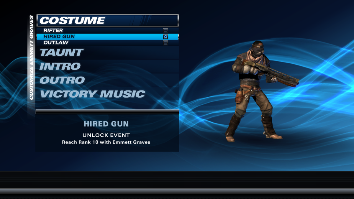 PlayStation All-Stars Battle Royale: Starhawk's Emmett Graves (PlayStation 3) screenshot: Hired gun costume