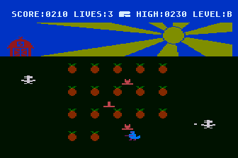 Flapper (Atari 8-bit) screenshot: Gobbling Cherries