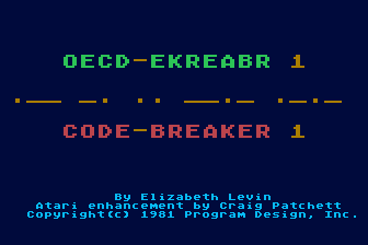 Code Breaker (Atari 8-bit) screenshot: Code-Breaker 1
