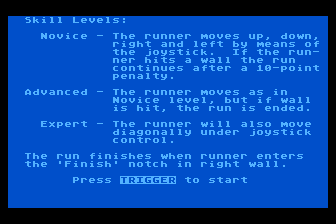 Labyrinth Run (Atari 8-bit) screenshot: Instructions