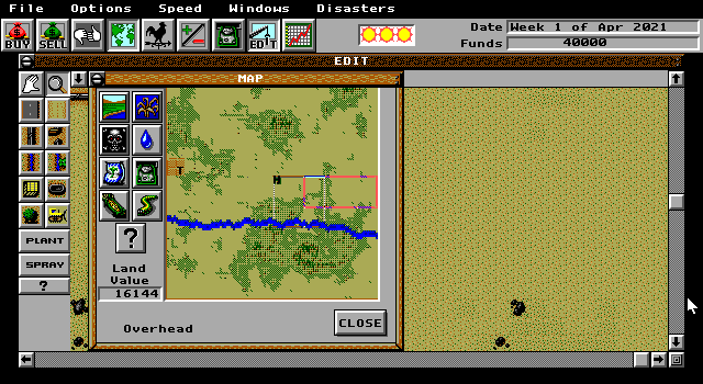 Sim Farm (DOS) screenshot: Game start (EGA)