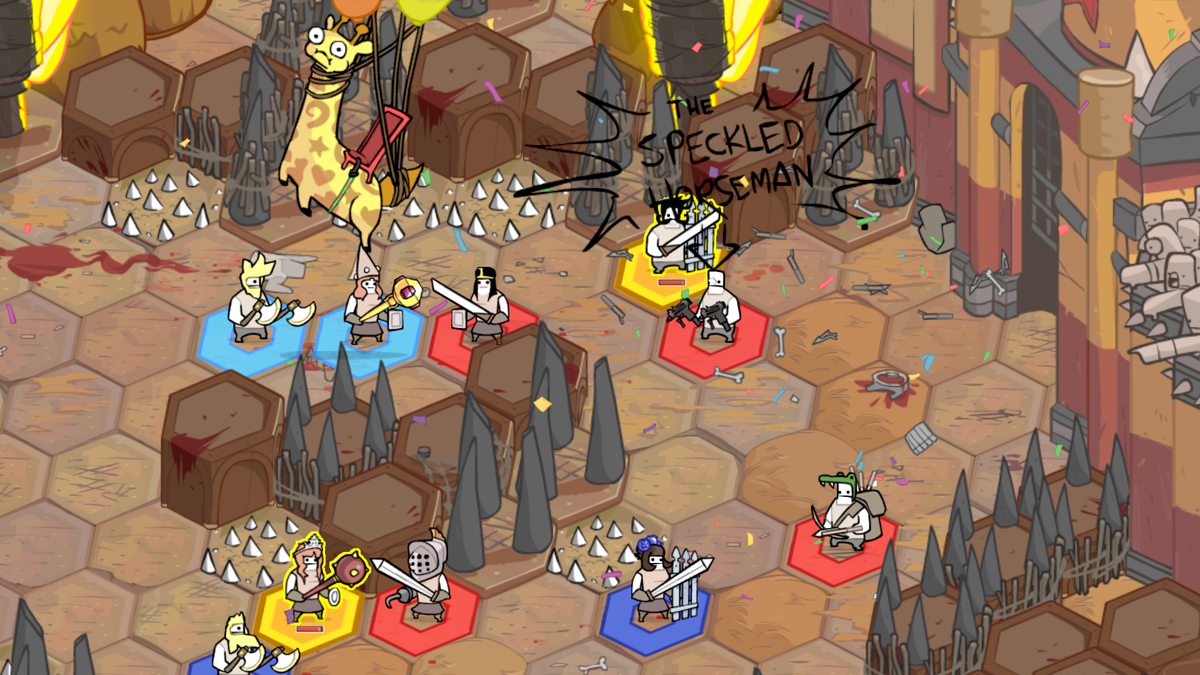 Pit People (Windows) screenshot: Isn't that the giraffe from <moby game="The Adventure Pals">The Adventure Pals</moby>
