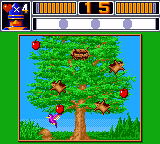 Puzzle & Action: Ichidant-R (Game Gear) screenshot: Fly and fetch the apples