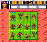 Puzzle & Action: Ichidant-R (Game Gear) screenshot: Monkey pose matching mini-game