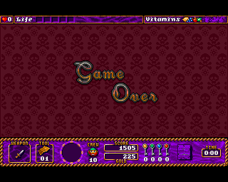 Traps 'n' Treasures (Amiga) screenshot: Game Over screen
