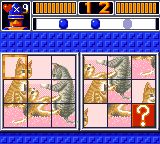 Puzzle & Action: Ichidant-R (Game Gear) screenshot: Matching a cute kitten picture