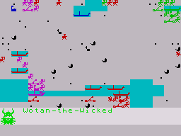 Viking Raiders (ZX Spectrum) screenshot: My forces have been crushed and many Vikings threaten my castle.
